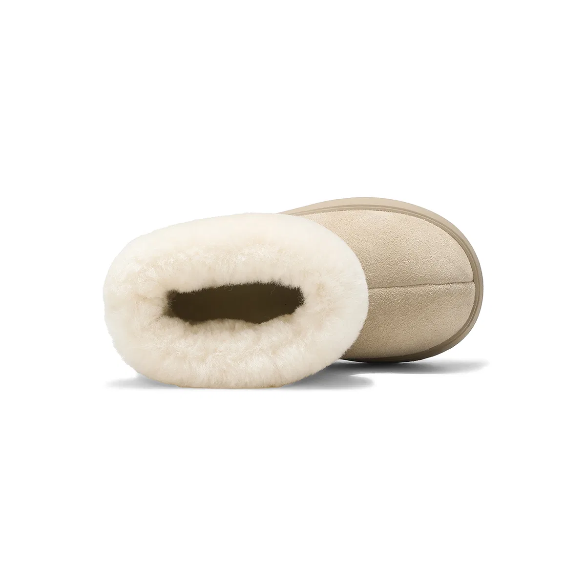 Детские зимние снежные ботинки с подкладкой из овчины Suede F ce Lined Lining Solid Color Minimalist Style, Lee, Beige — фото 4