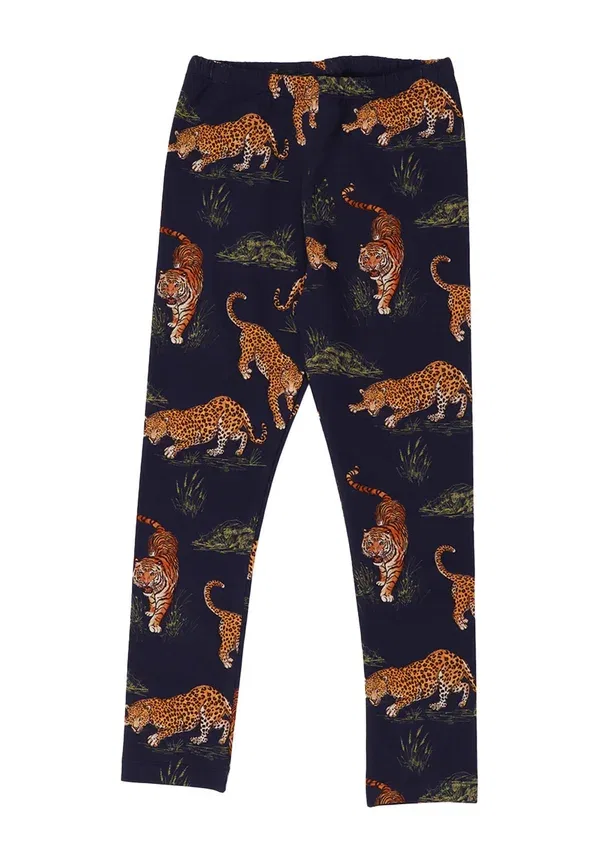 Леггинсы с принтом Tigers and leopards Walkiddy, темно-синий