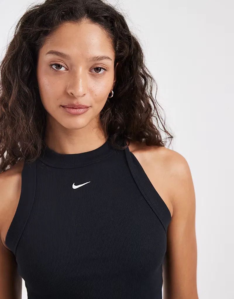 Платье-майка Nike Chill в рубчик, черный — фото 3