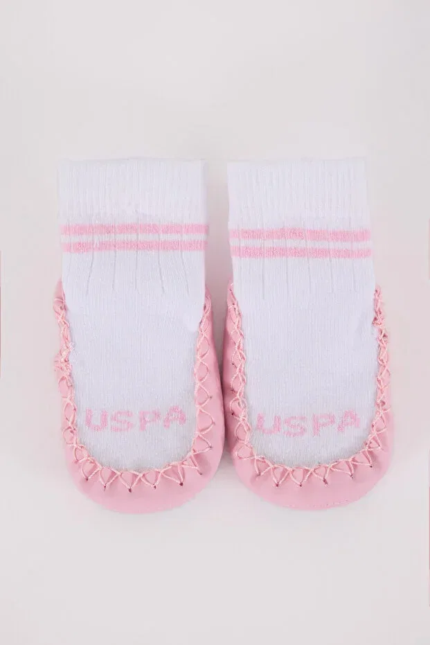Детские носки для девочек хлопковые U.S. Polo Assn., White-Pink — фото 2