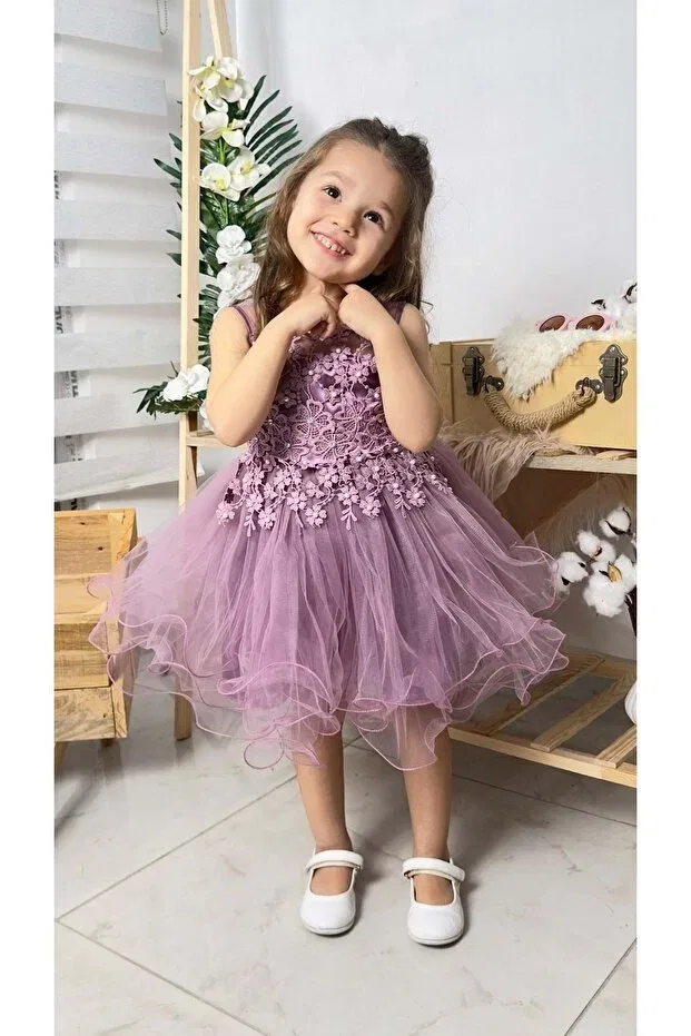 Детское платье для девочек с принтом Daisy Dress With Pearls Mnk Baby&Kids, Purple