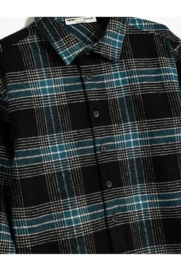 Детская рубашка для мальчиков с длинным рукавом Lumberjack shirt Koton, Navy Blue Patterned — фото 3