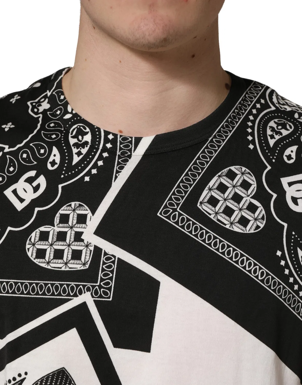 Мужская футболка с коротким рукавом и принтом Black White Bandana Dolce & Gabbana, Black and White — фото 4