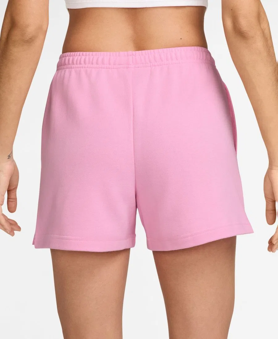 Шорты женские из футера с эластичным поясом и боковыми карманами Studio Fleece Nike, Pink Rise Sail — фото 4