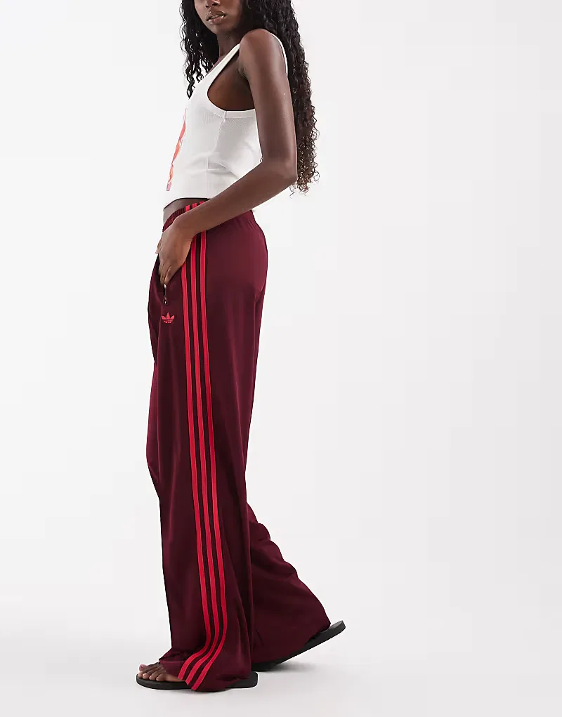 Спортивные брюки Adidas Originals Firebird в бордовом и розовом цвете — фото 4