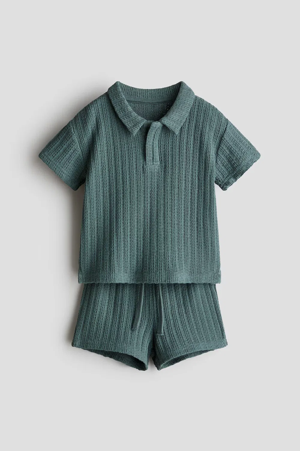 Комплект из 2 предметов, связанный ажурным узором H&M, Dunkelgrün