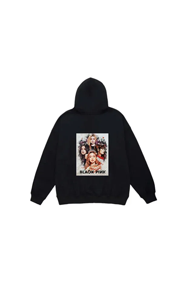 Детское худи для девочек с принтом Custom Design Back Printed Black Hooded Unisex Sweatshirt 1055-17 Markaturko, Black