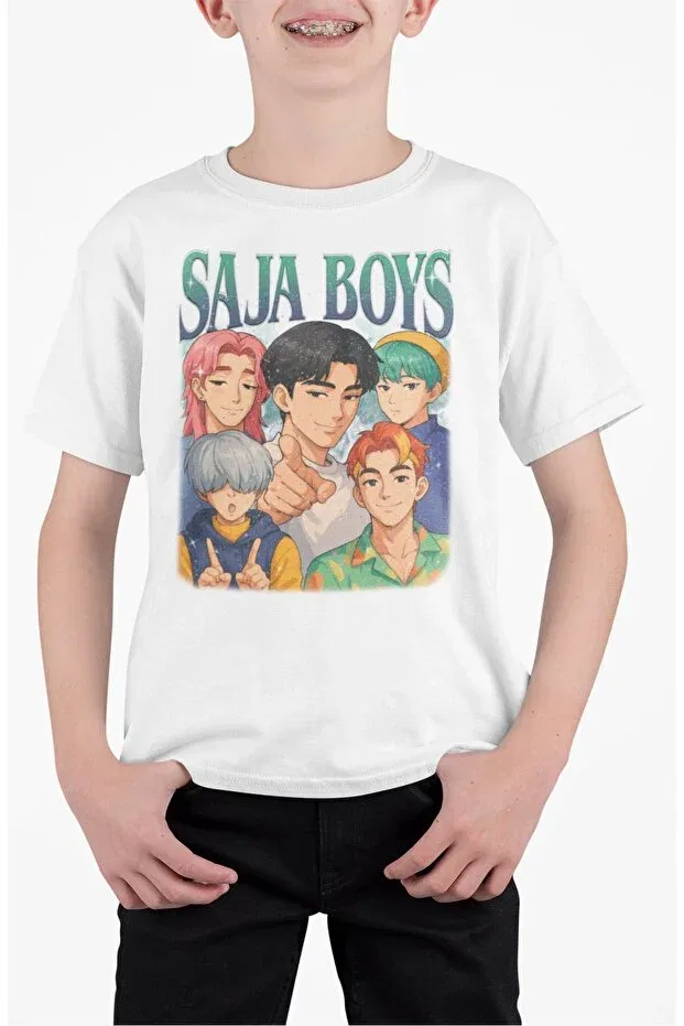 Детская футболка с принтом Vintage Saja Boys Printed Kids T-Shirt Fuddy Moda, White