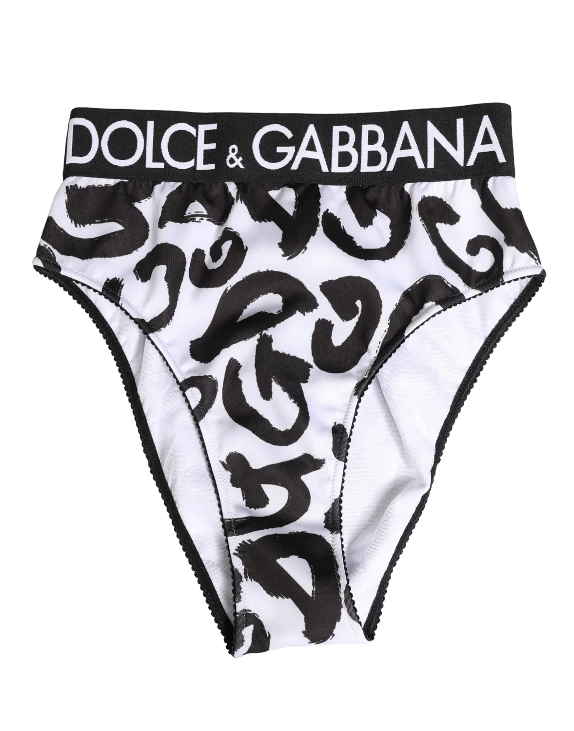 Женские трусы-слипы с логотипом Black White Graphic Logo Dolce & Gabbana, Black and White — фото 3