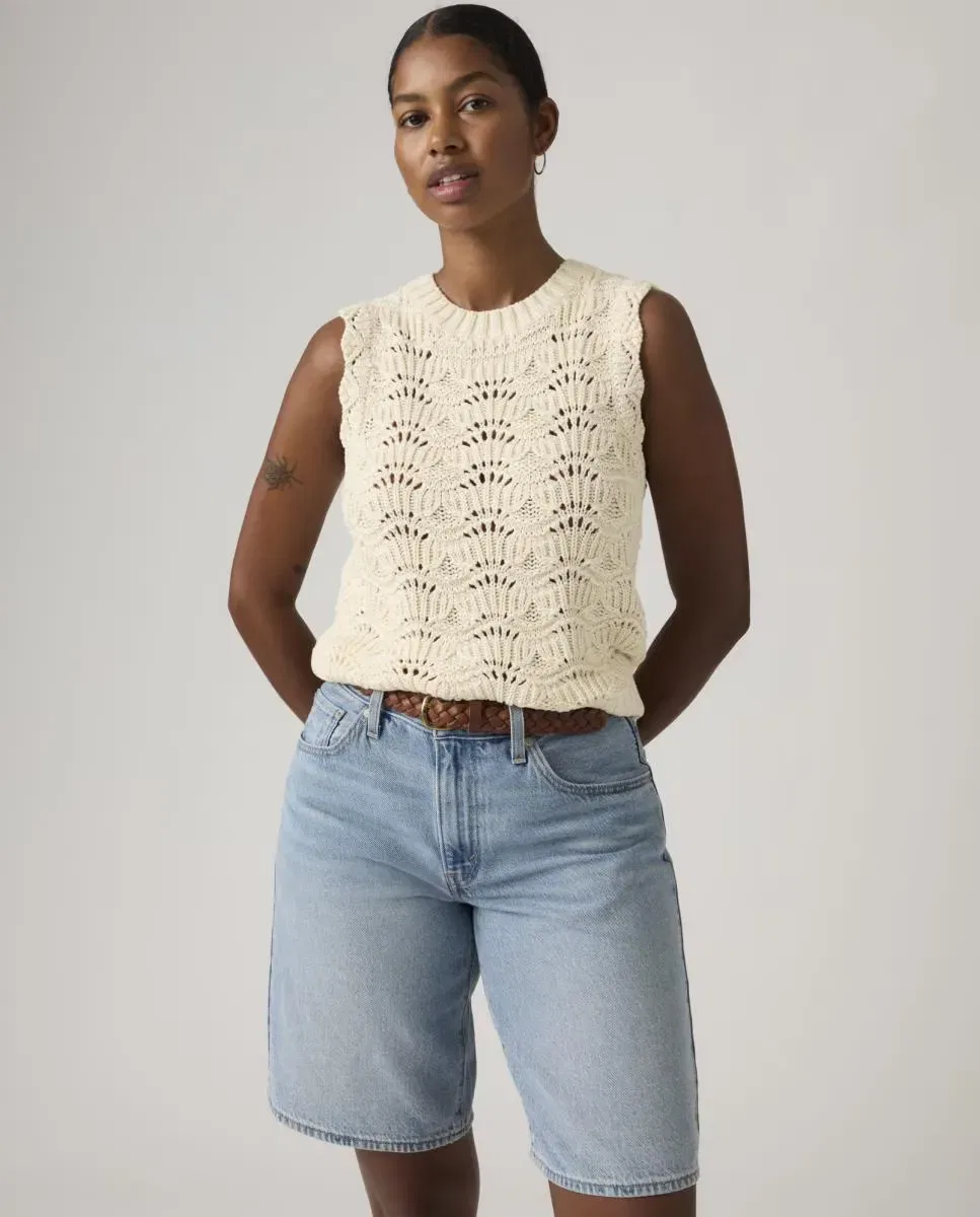Женский вязаный жилет с круглым вырезом Levi's, Crema — фото 4