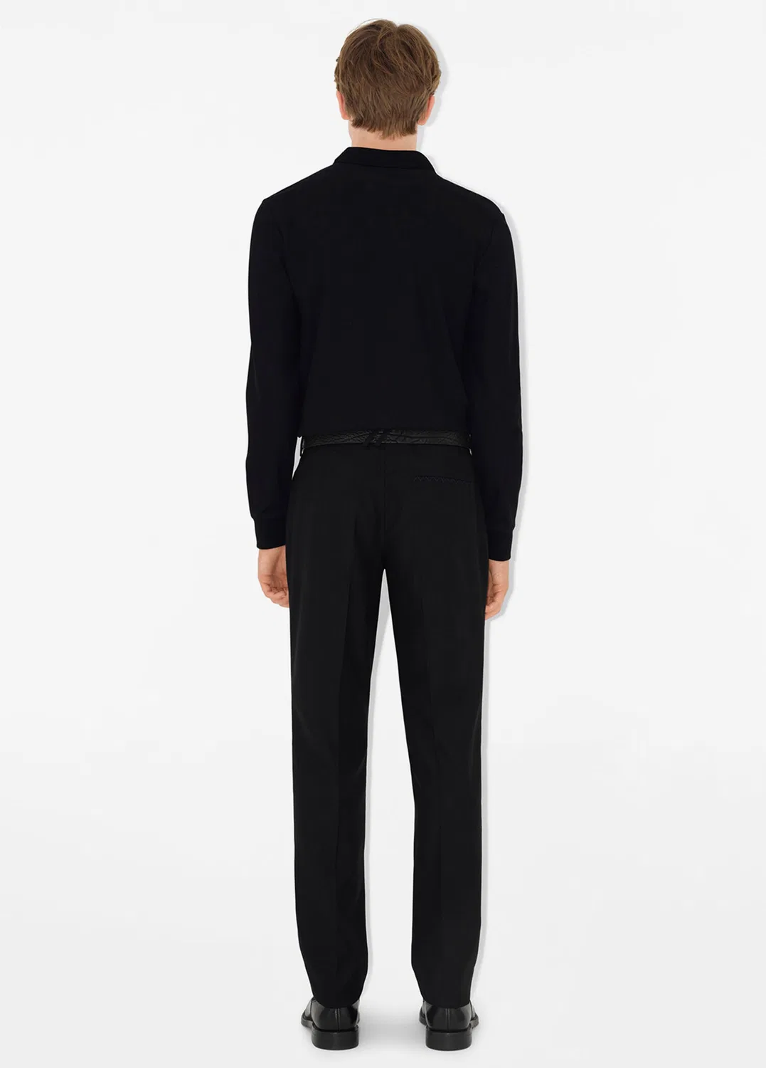 Поло Burberry Slim Fit с длинным рукавом, хлопок пике, черный — фото 3