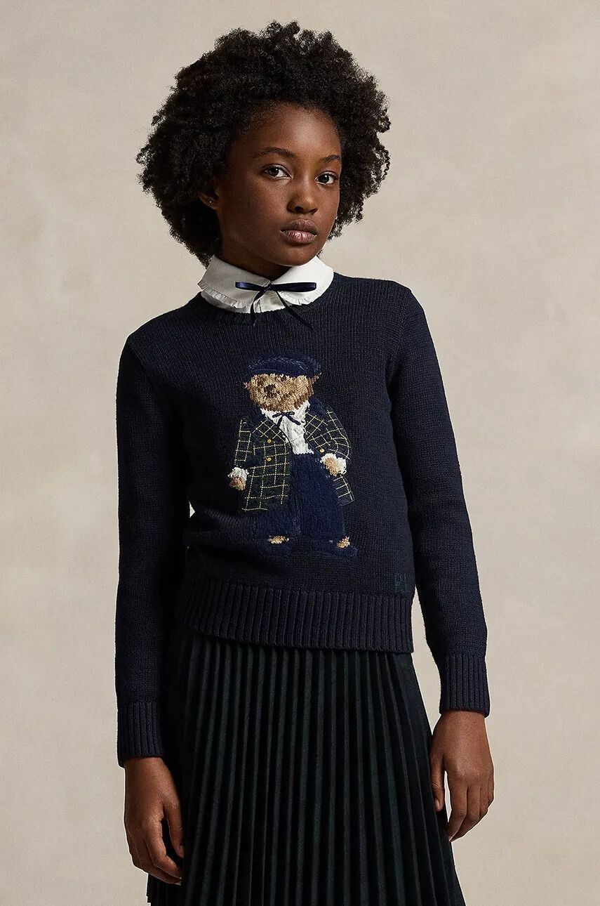 

Детский свитер Polo Ralph Lauren из смесовой шерсти, темно-синий