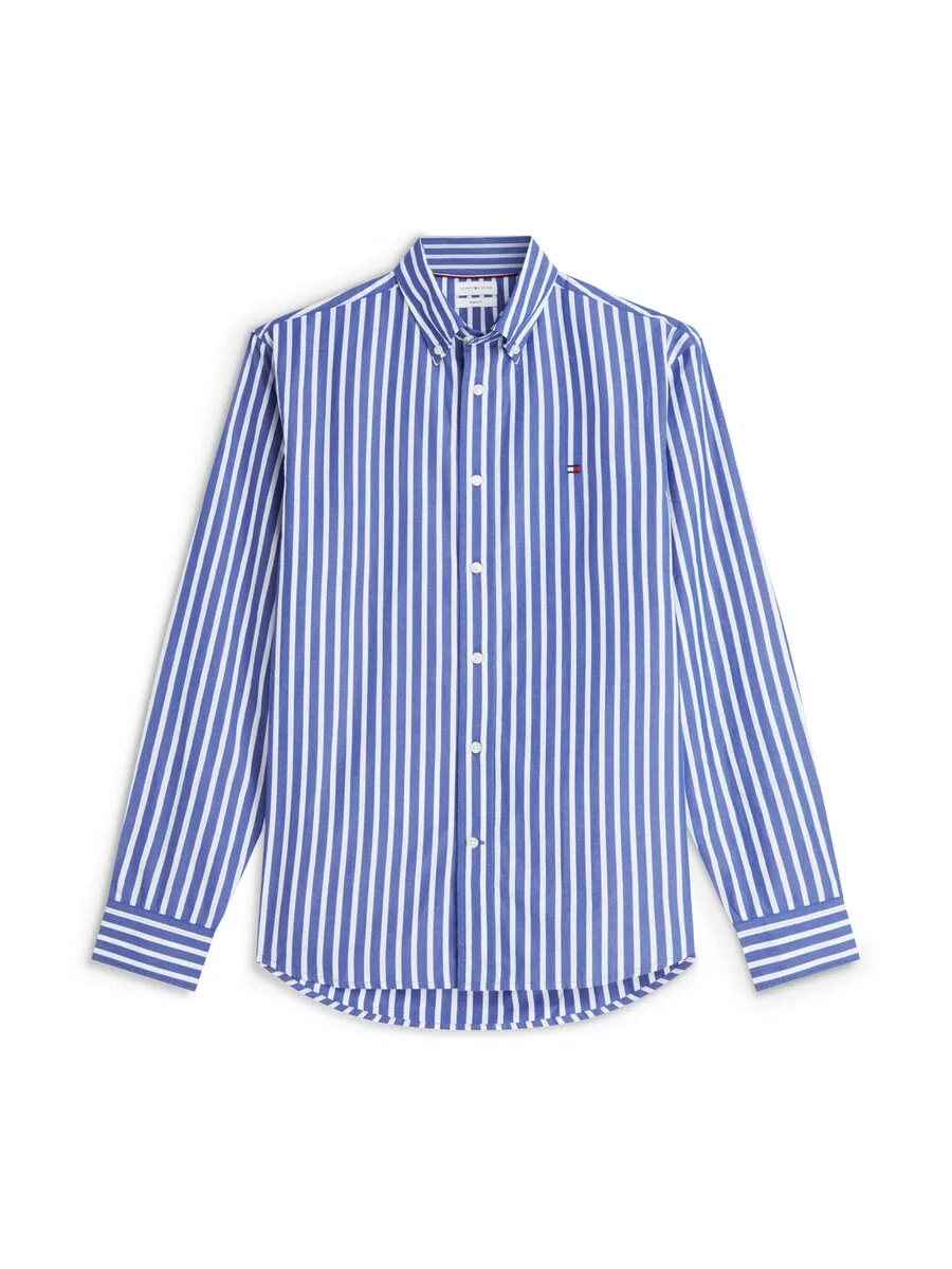 Рубашка на пуговицах TOMMY HILFIGER прямого кроя, цвет «Regular Fit Flex Stripe», синяя