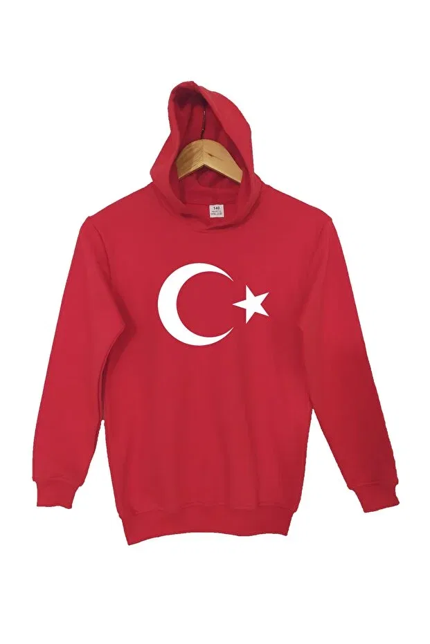 Детское худи с принтом Crescent Star Turkish Flag Raf Coll, Red