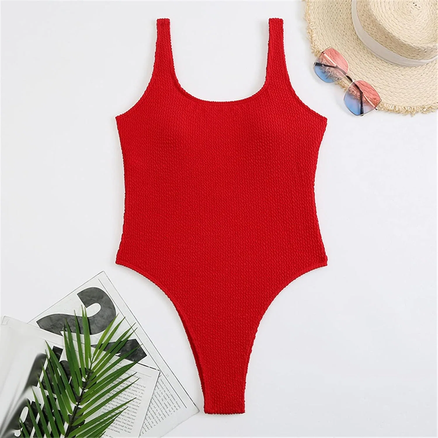 Женский цельный купальник с утяжкой живота Monokini, Red — фото 4