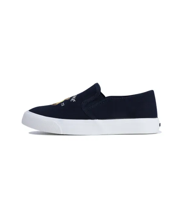 Кеды Slip-on с медвежонком, бежевые, Marithé Kids, navy — фото 2