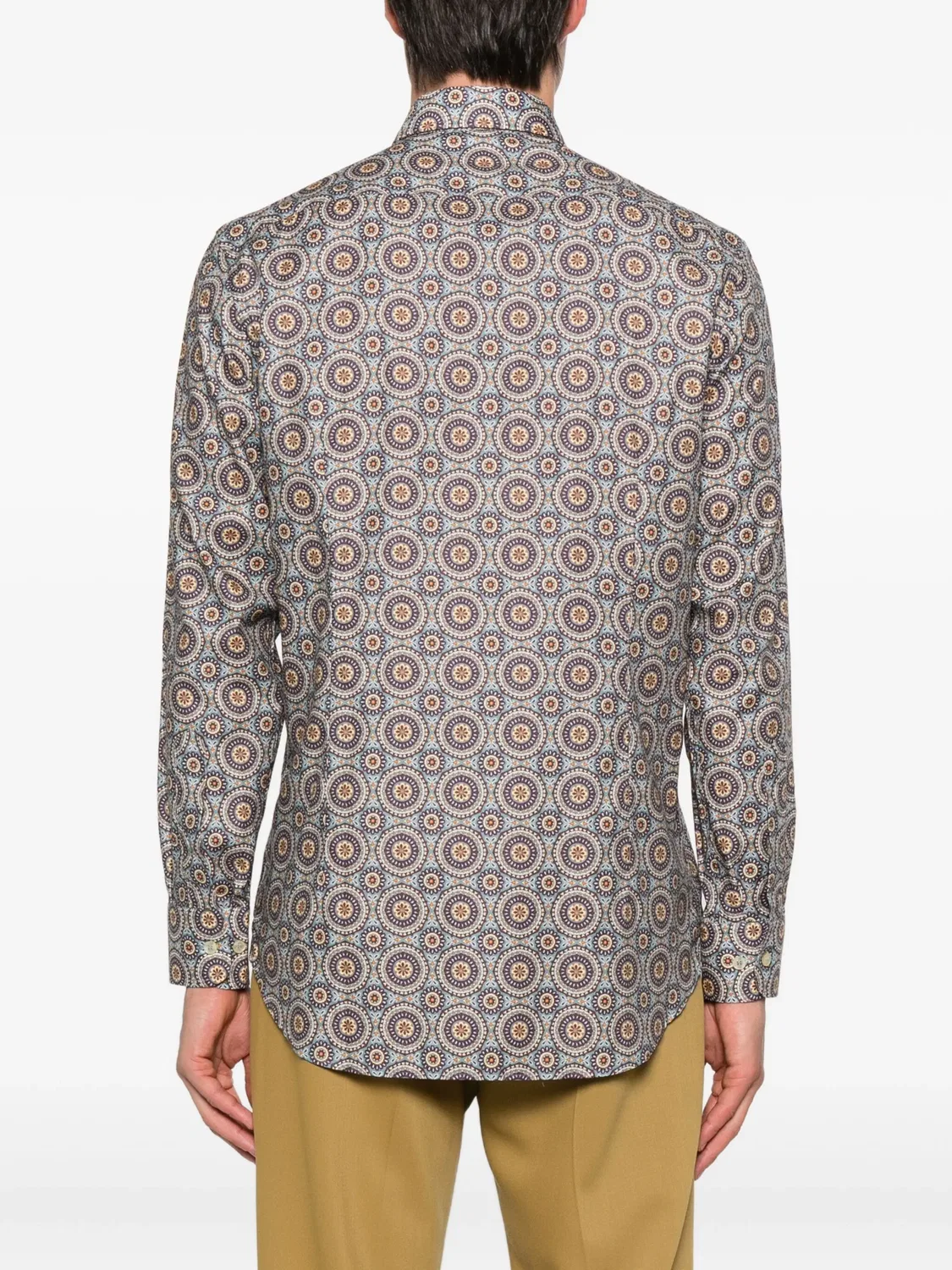 Рубашка с длинным рукавом в узор ETRO, синий — фото 2