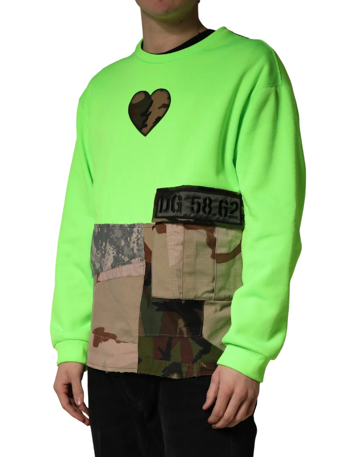 Мужской свитшот с принтом Patchwork Heart Dolce & Gabbana, Green — фото 3