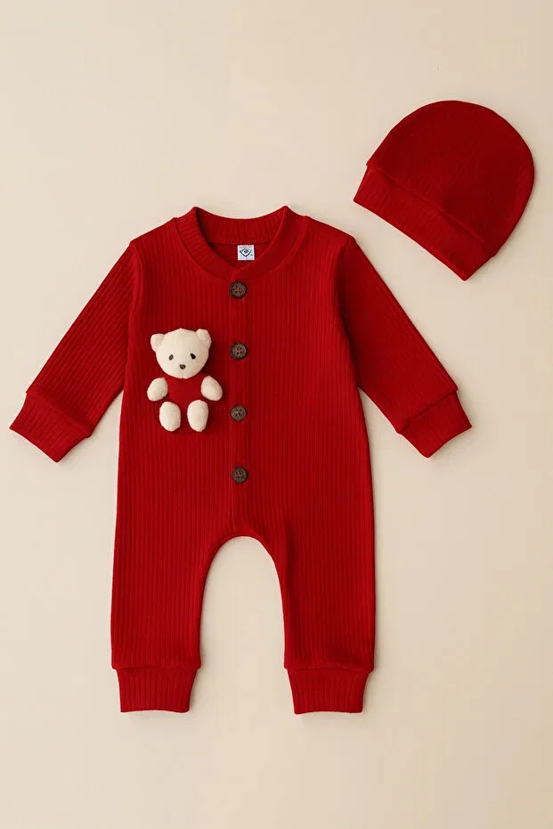 Детский комбинезон для девочек с длинным рукавом Babymed, Red — фото 3