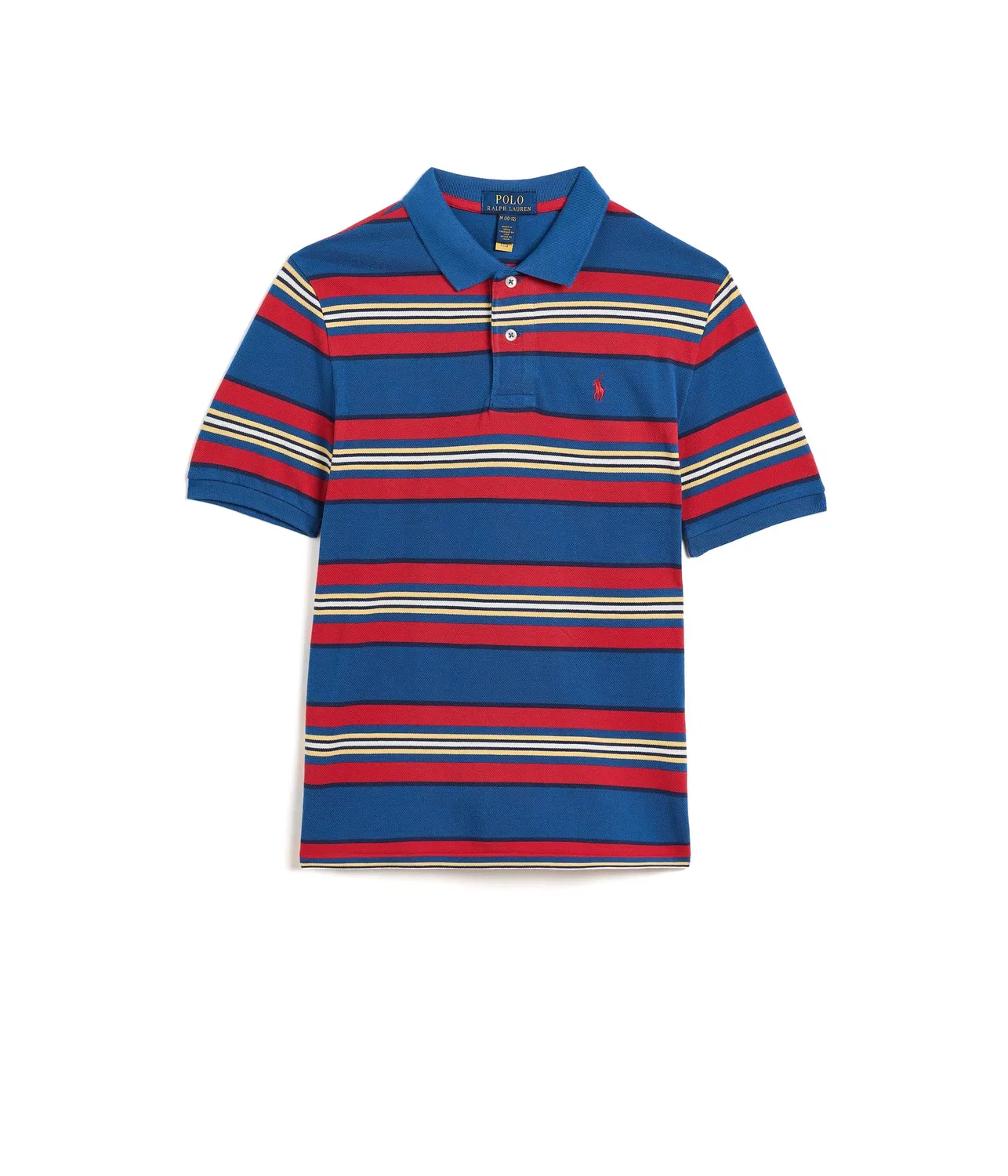 Полосатая хлопковая сетчатая рубашка-поло (для детей постарше) Polo Ralph Lauren Kids, Dusty Azure/Multicolor