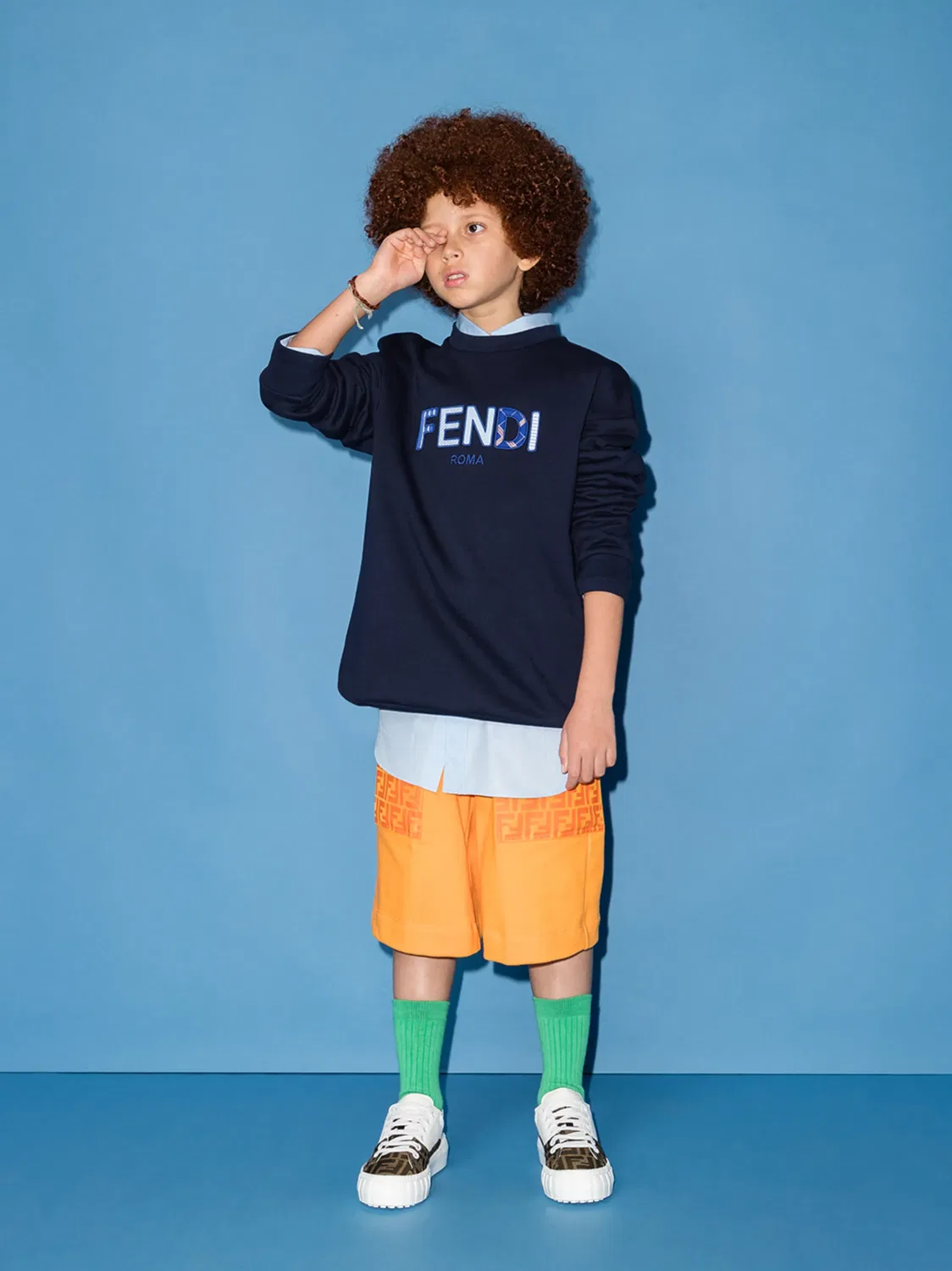Шорты бермуды с логотипом FF FENDI, оранжевый — фото 4