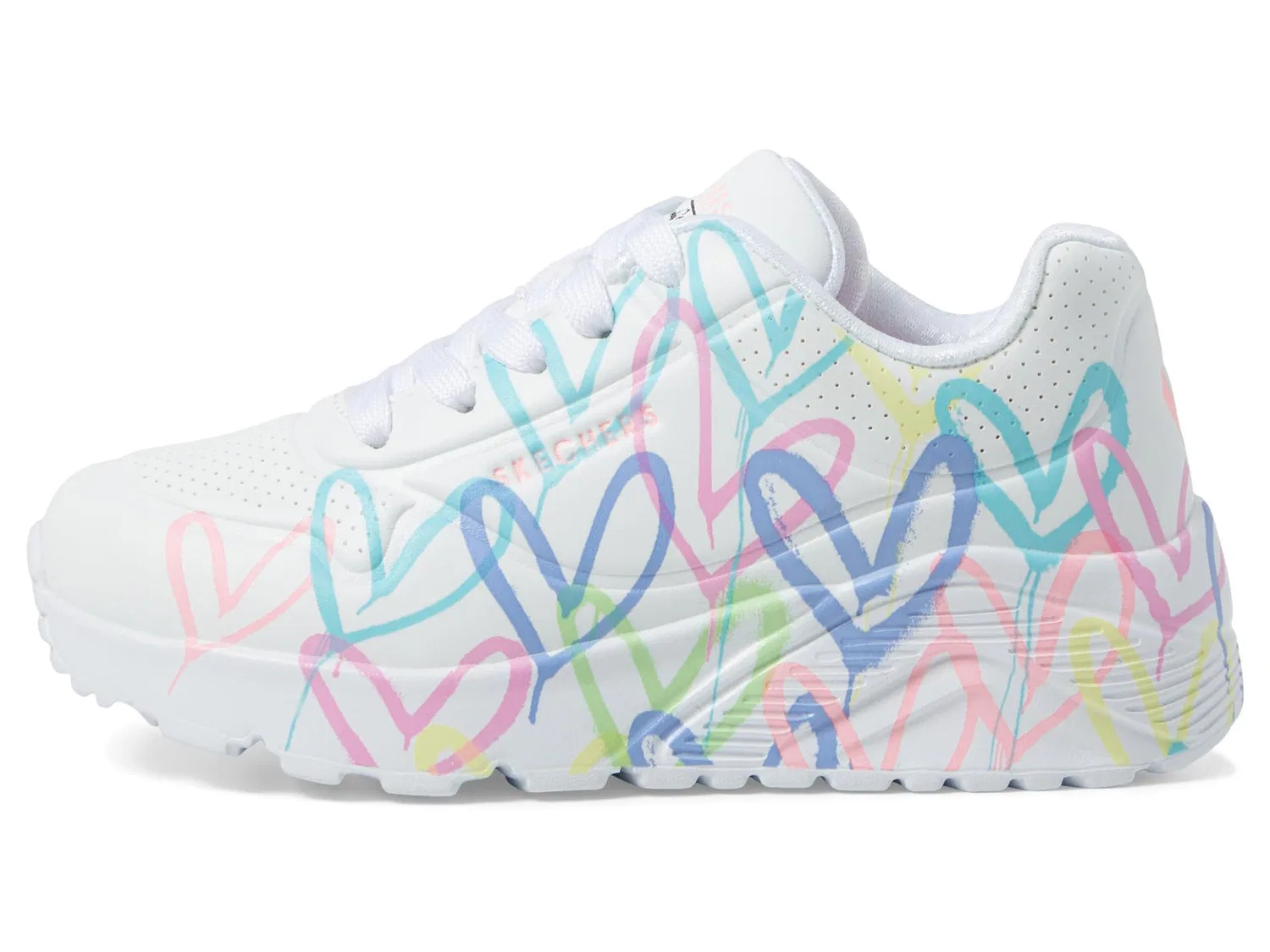 Детские кроссовки для девочек с принтом One Lite-spread the Love Skechers, White Purple Turquoise — фото 4