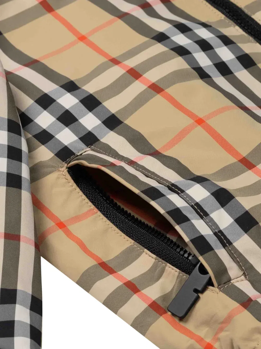 Двусторонняя куртка с капюшоном с винтажным принтом в клетку Burberry Kids, бежевый — фото 2