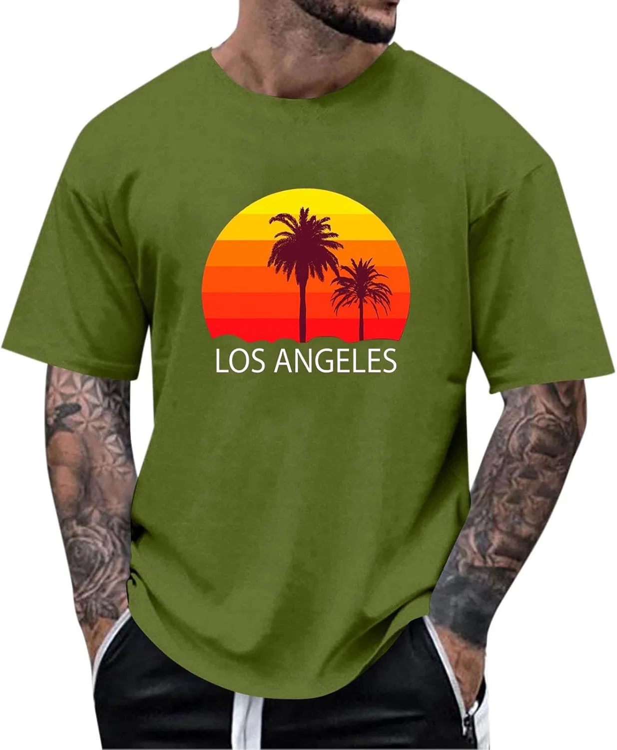 Мужская футболка с коротким рукавом Лос-Анджелес, Army Green