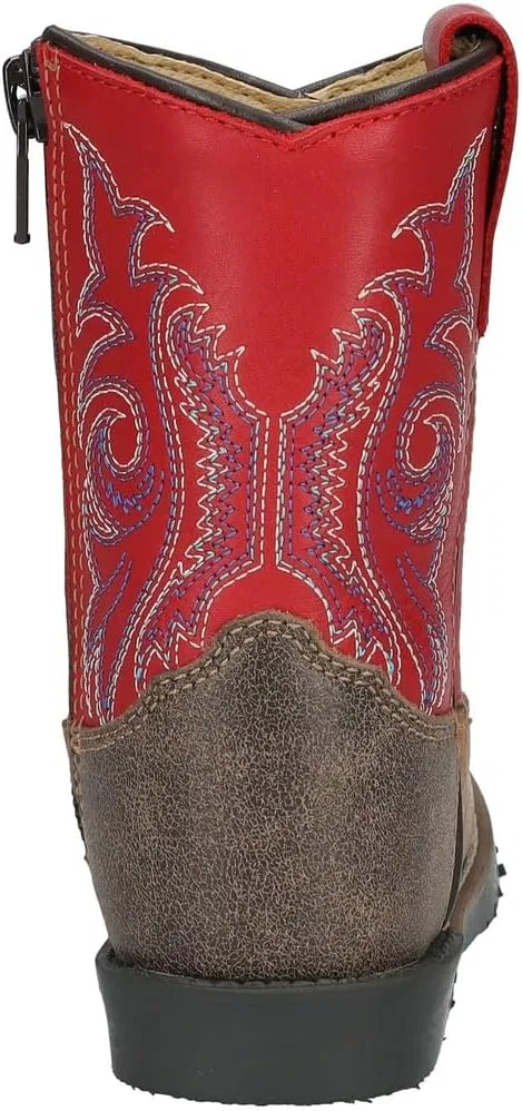 Детские сапоги для девочек с квадратным носком из кожи Autry Smoky Mountain Boots, Tan/Red — фото 3