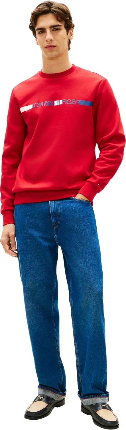 Мужской свитшот с полосами Tommy Hilfiger, Red (Medium Red) — фото 4