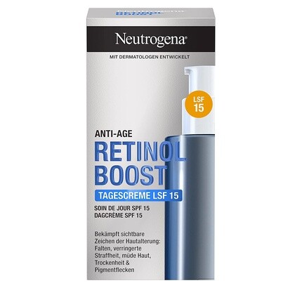 

Дневной крем Retinol Boost Spf 15 50 мл - увлажняющий крем с экстрактом ретинола мирта и гиалуроновой кислотой - эффективный крем для лица для более молодой и здоровой кожи, Neutrogena