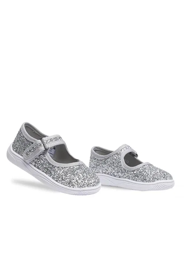 Детские балетки для девочек хлопковые Yoyo Junior, Silver — фото 2