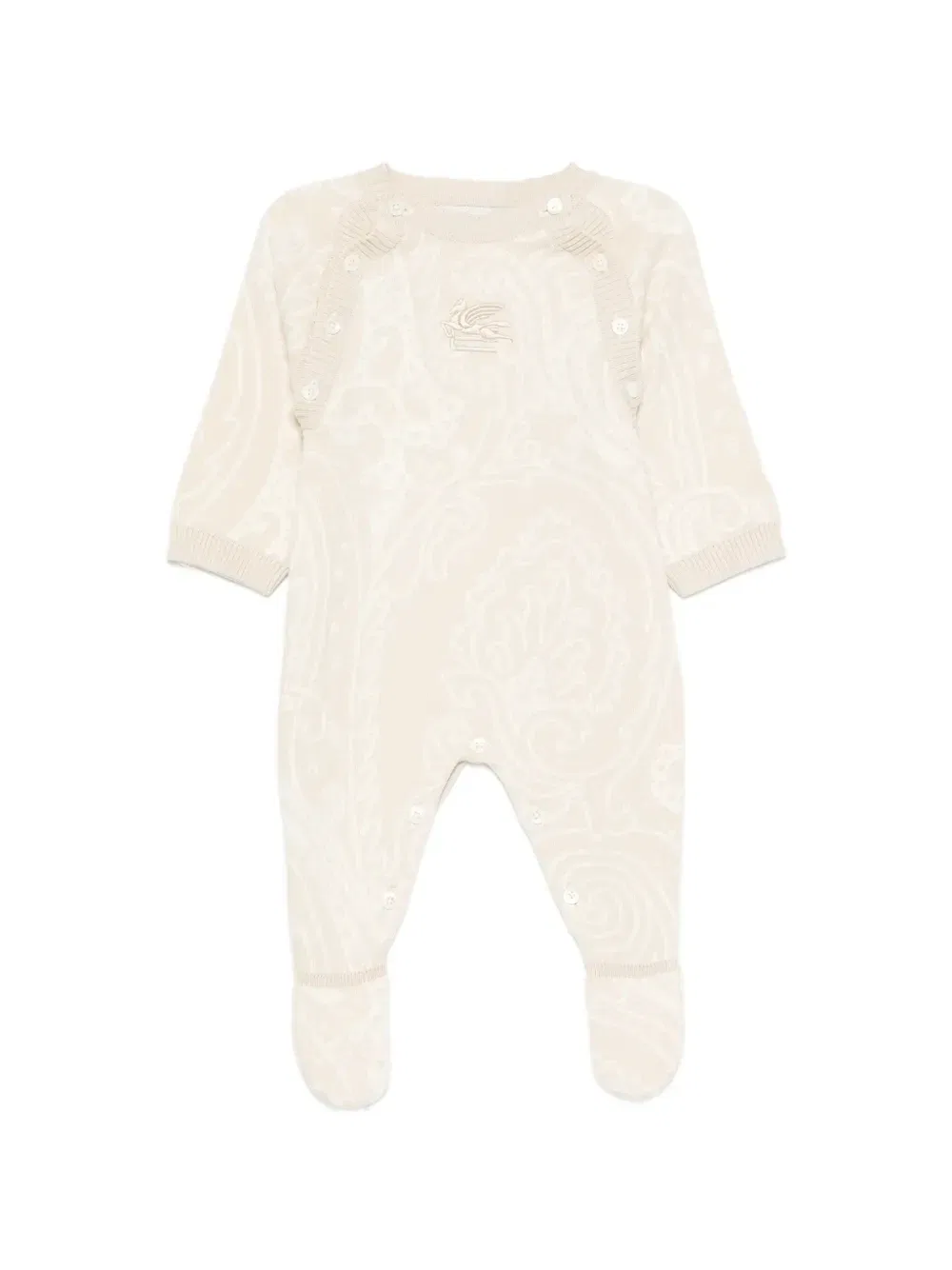 Комплект из хлопкового комбинезона с узором пейсли Etro Kids, бежевый