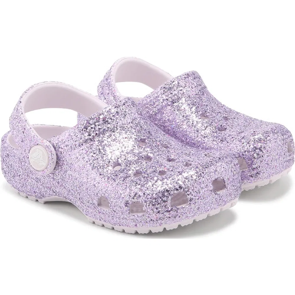 Детские классические сабо с блестками для малышей Crocs, Grape Ice Glitter