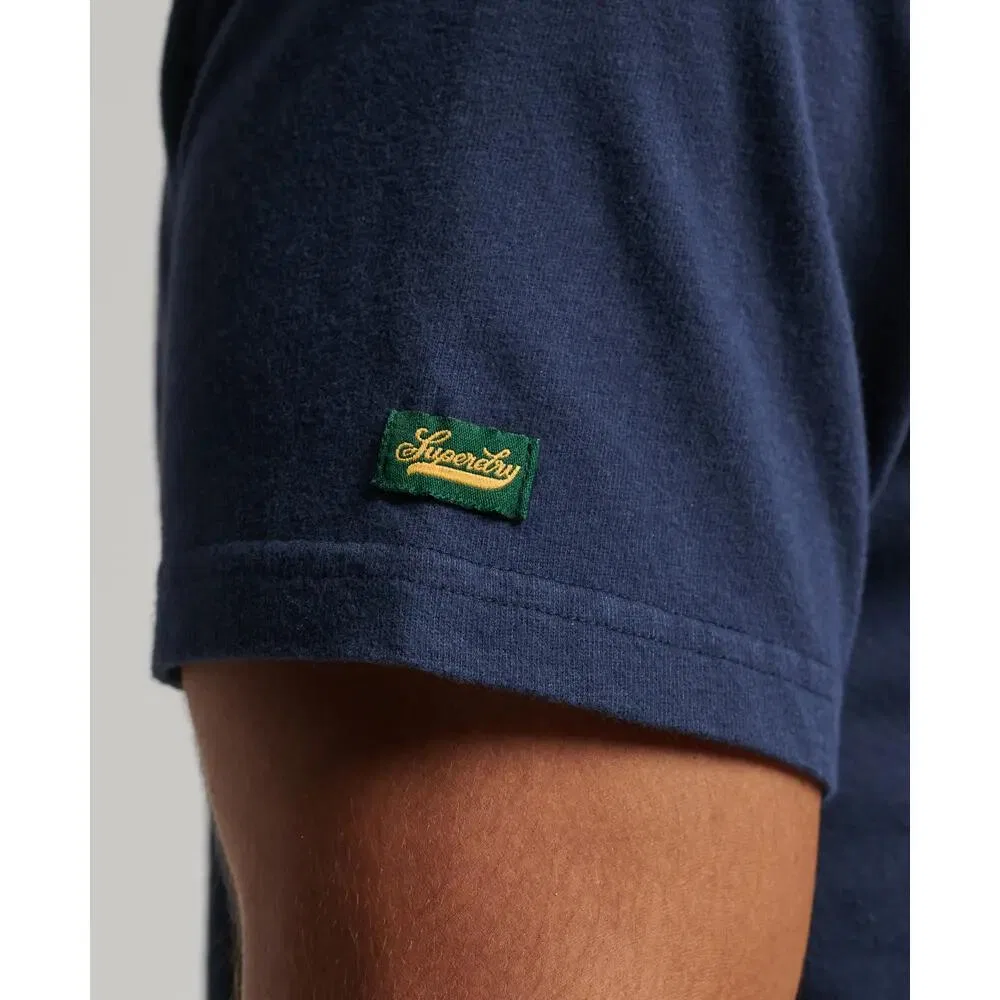 Мужская хлопковая футболка Superdry Vintage Scripted College, Blau — фото 4