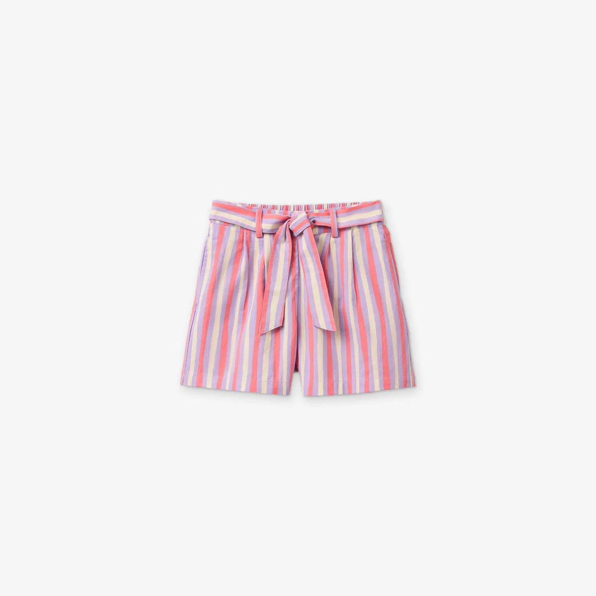 Хлопковые шорты в полоску с поясом, 6-12 лет Benetton, мультиколор