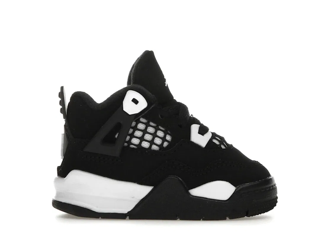 Детские кроссовки с верхом из нубука Jordan 4 Retro, Black/White/Black