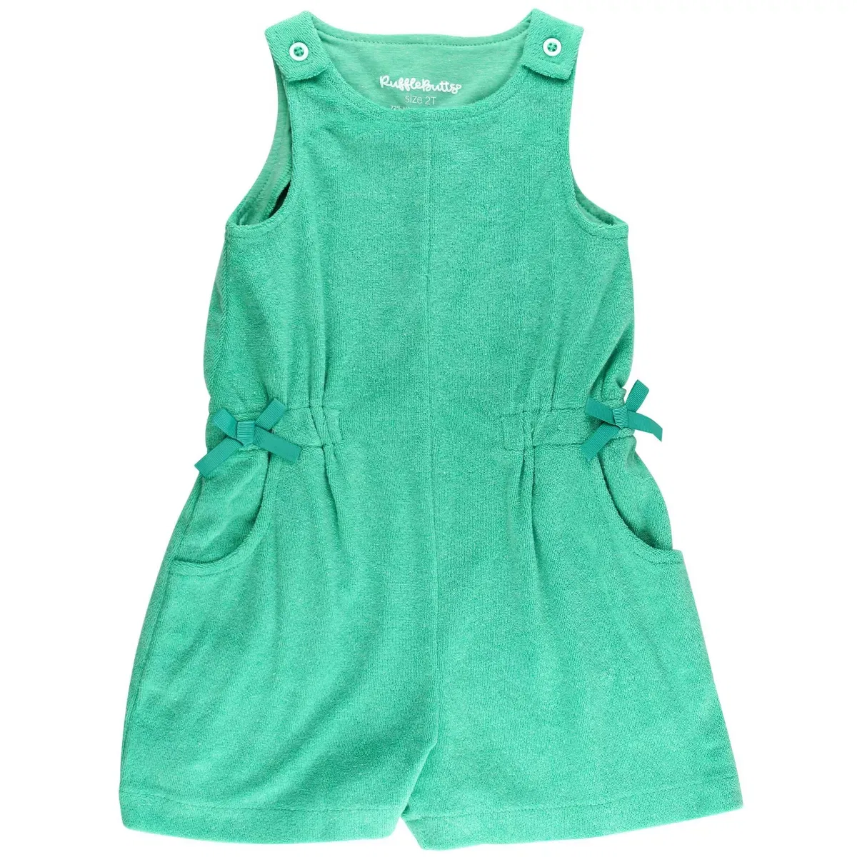 Детское боди-комбинезон для девочек из махры с принтом RuffleButts, Bright Green