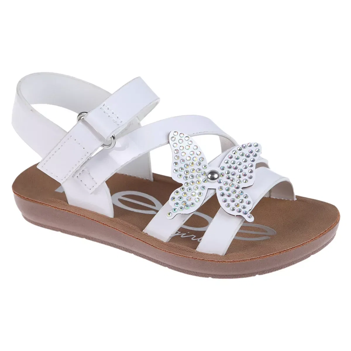 Детские сандалии для девочек с бабочкой Bebe, White