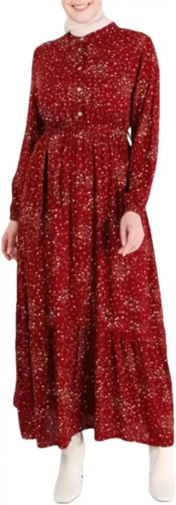 Женское макси-платье с цветочным принтом Abaya, Red