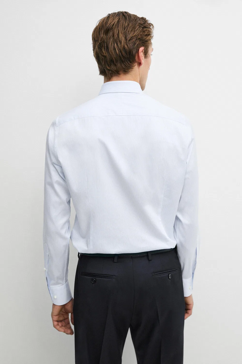Рубашка Massimo Dutti, приталенная, из хлопка, небесно-голубой — фото 3