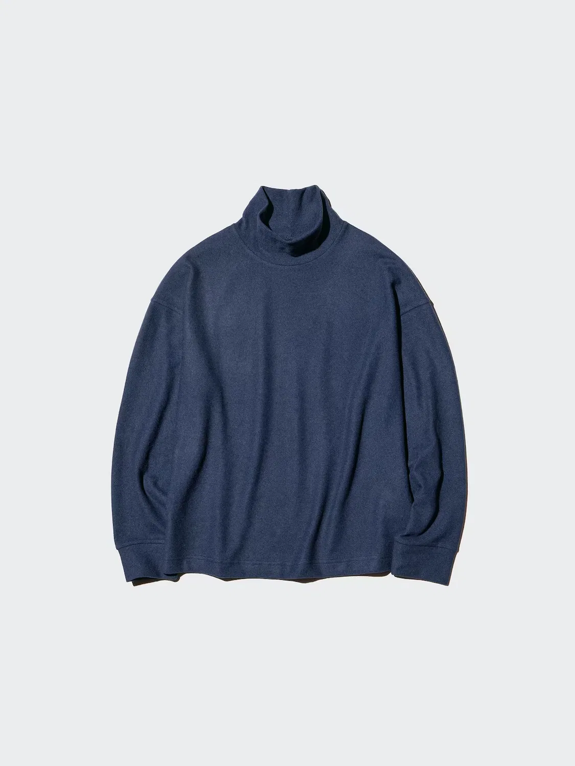 Футболка Uniqlo, трикотажная, с высоким воротником, синяя