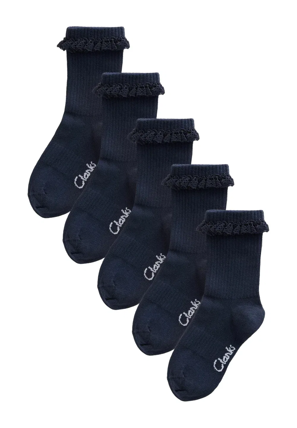 Набор из 5 пар носков с оборками в рубчик для школы Clarks, Navy