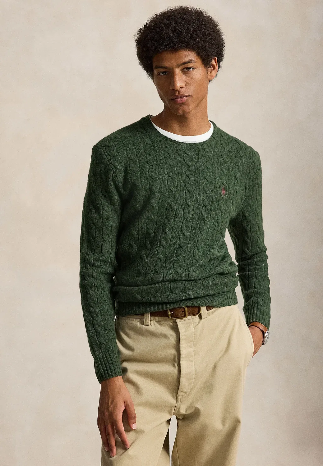 Свитер-Джемпер крупной вязки из шерсти и кашемира Polo Ralph Lauren, Lodgepole Pine Heather