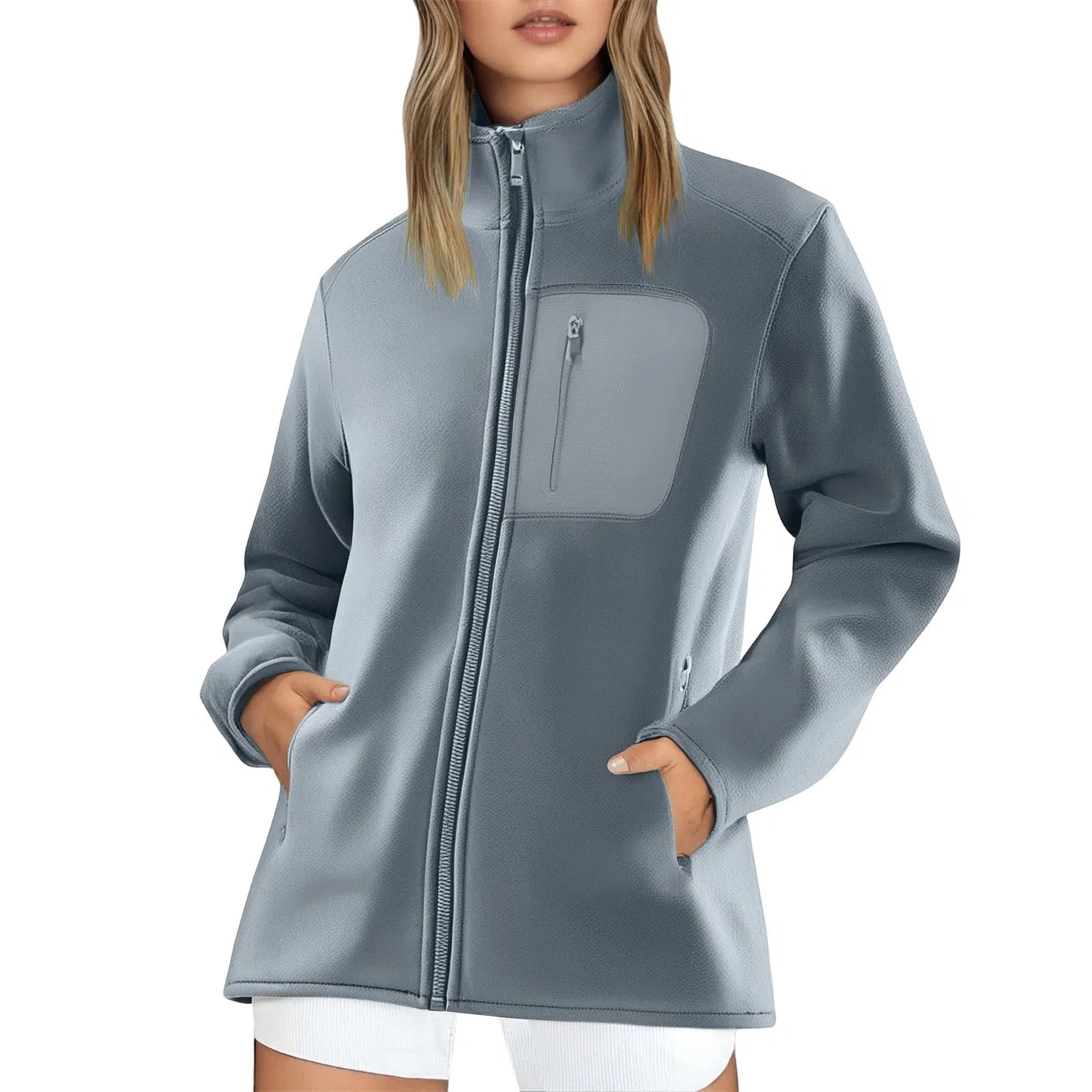 Женская ветрозащитная куртка с утеплителем для активного отдыха, Light Gray-c