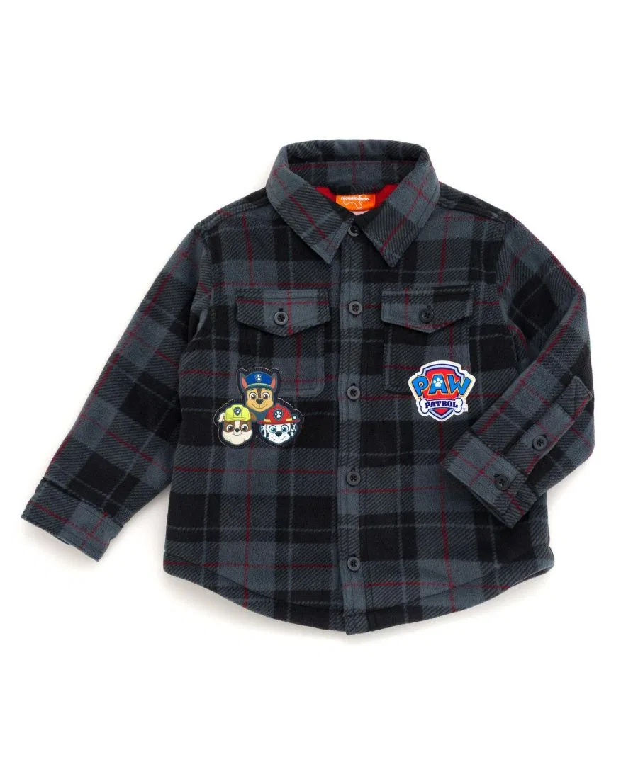 Фланелевая рубашка-куртка с подкладкой из шерпы Paw Patrol Chase Marshall Plaid Paw Patrol, Heather Navy