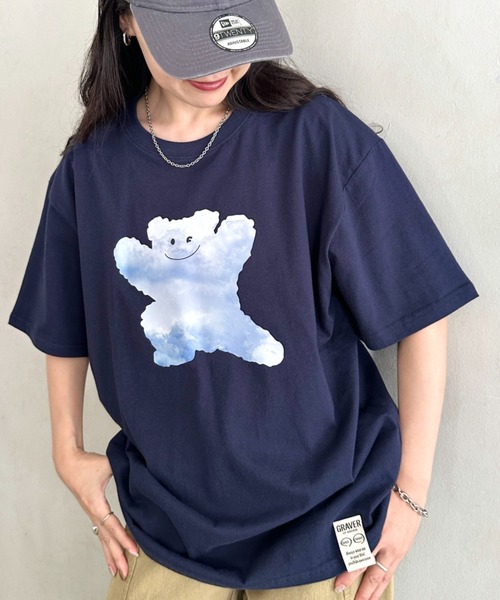 

Футболка с коротким рукавом, принт Big Cloud Bear Smile GRAVER OF ANAHEIM, темно-синий