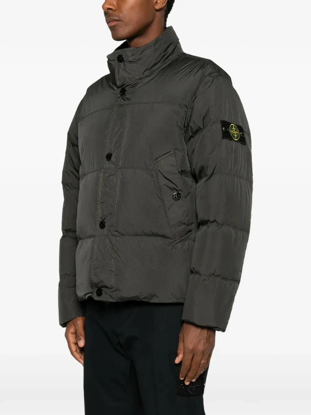 Утепленная куртка с нашивкой-логотипом Stone Island, серый — фото 3