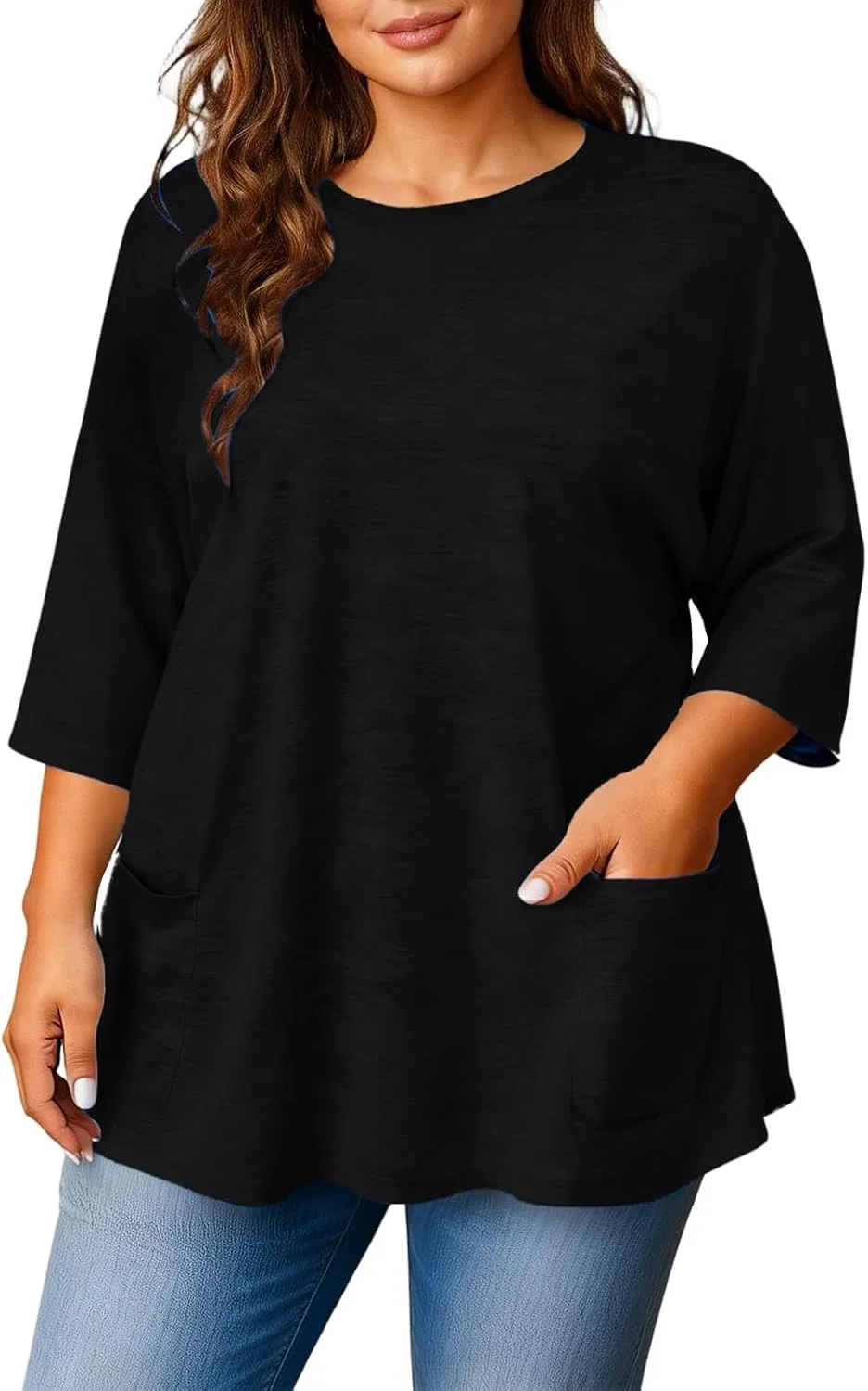 Женская свободная футболка с карманами Oversized Tshirts, Black