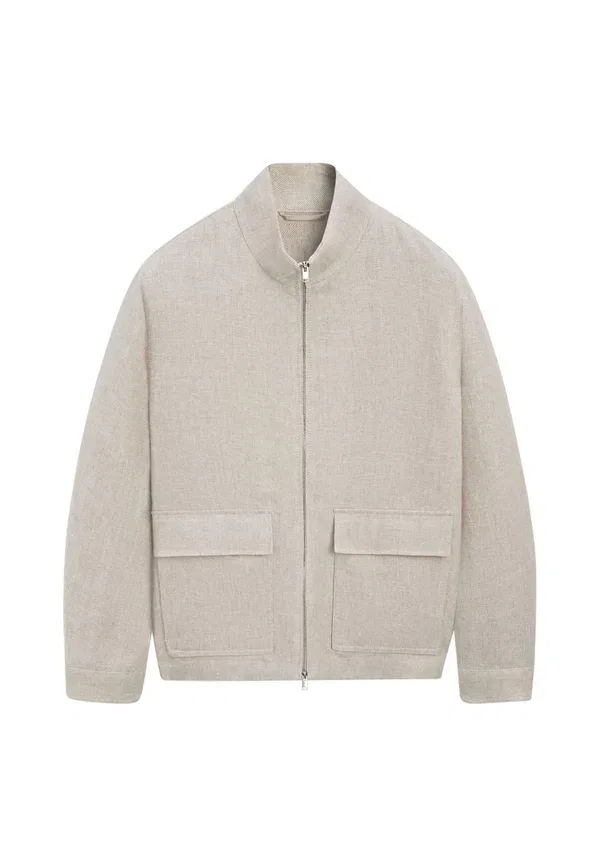 Куртка из льна Summer jacket Massimo Dutti, бежевый — фото 4